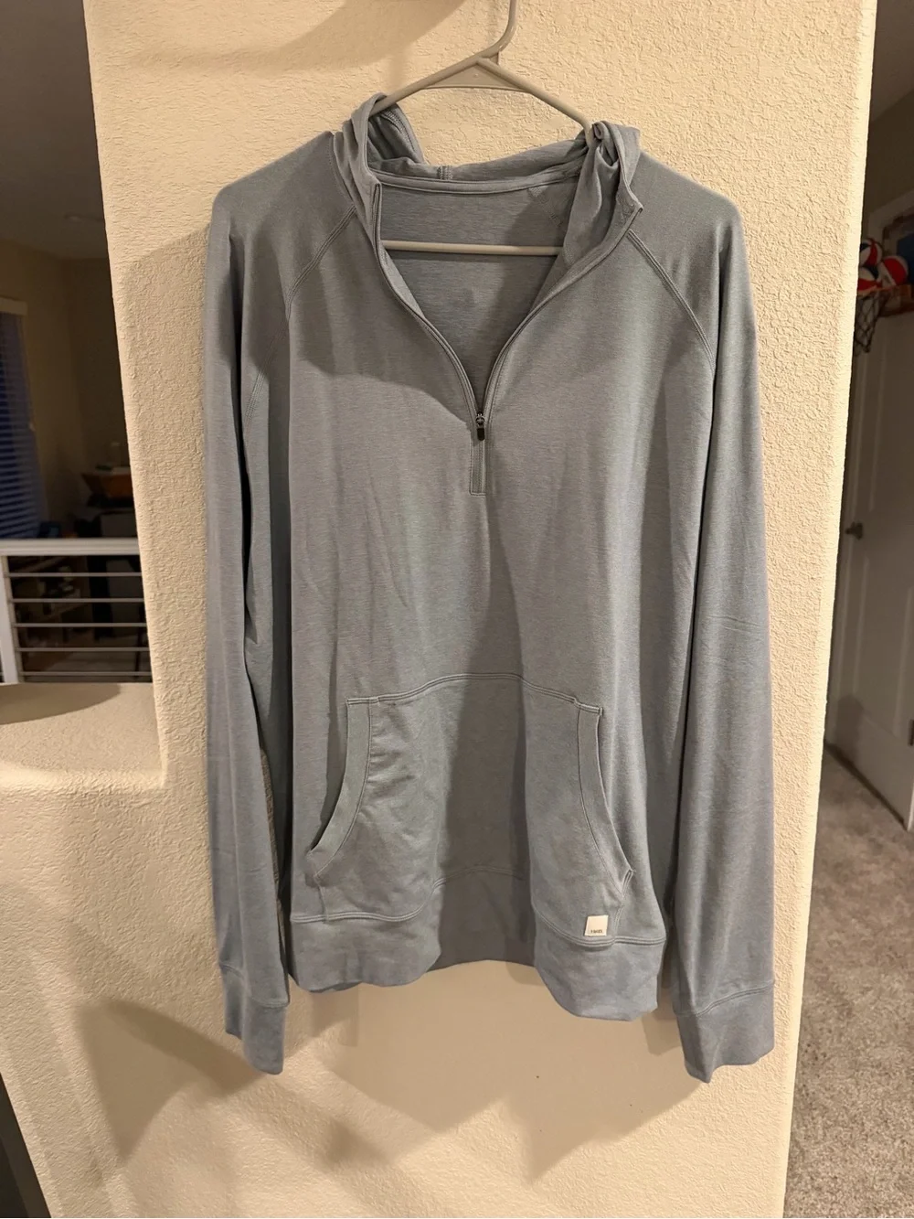 Vuori Men's Light Blue Half-Zip Hoodie Sweater